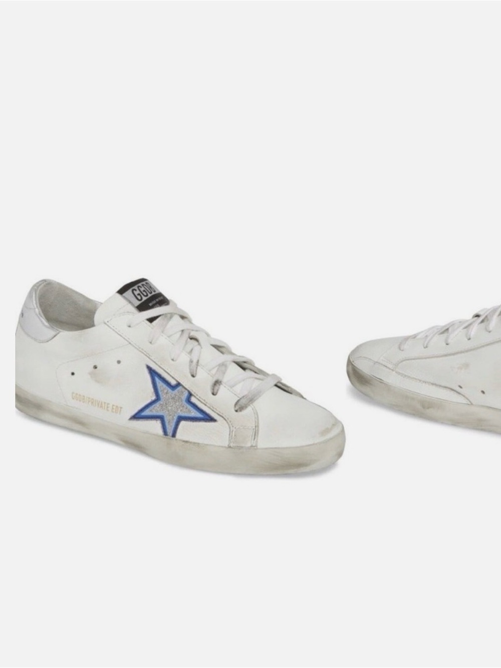 Golden Goose Superstar Distressed Glittered Leather Sneakers 39